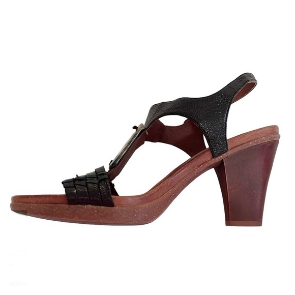 Naya Arnelli Black Leather T-Strap Heel Sandal Size 10 - Picture 6 of 15